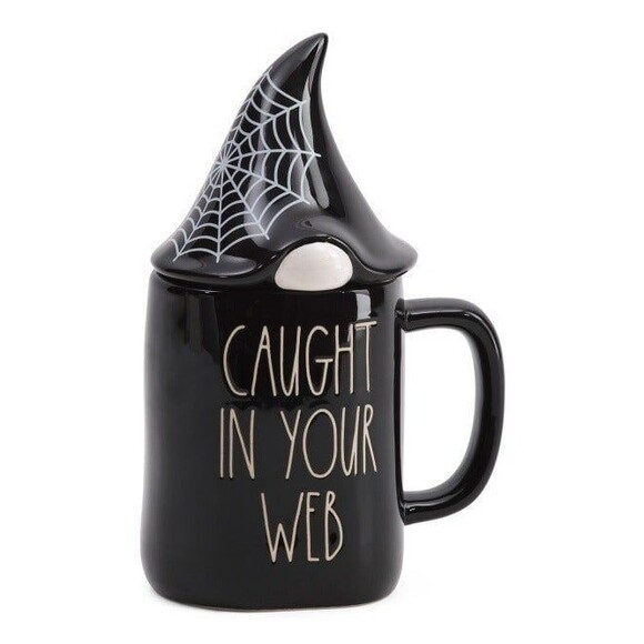 Rae Dunn Caught In Your Web Figural Mug with Gnome Topper - Picture 1 of 1